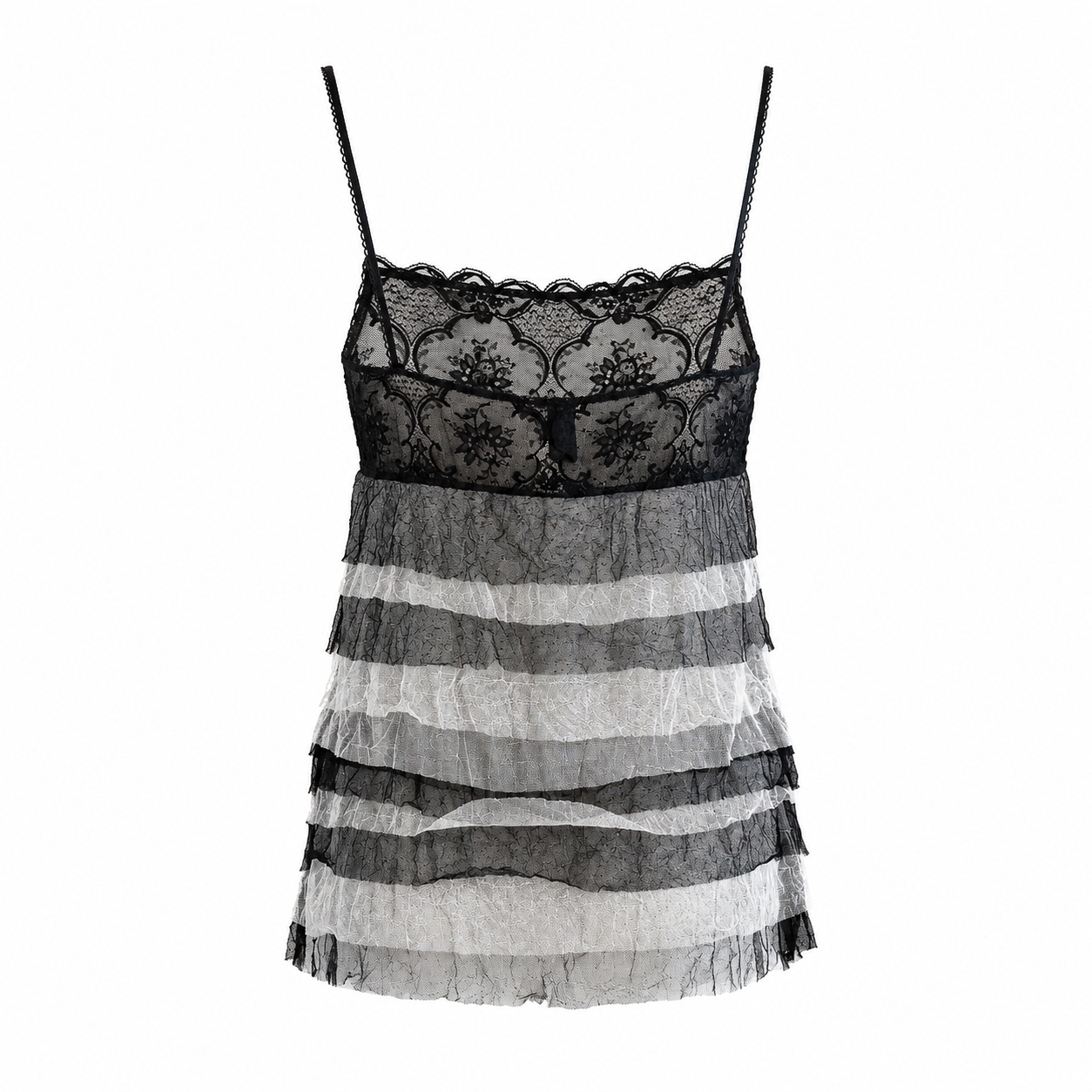 CHANEL - TOP BLACK AND WHITE SILK MESH SIZE 38 FR
