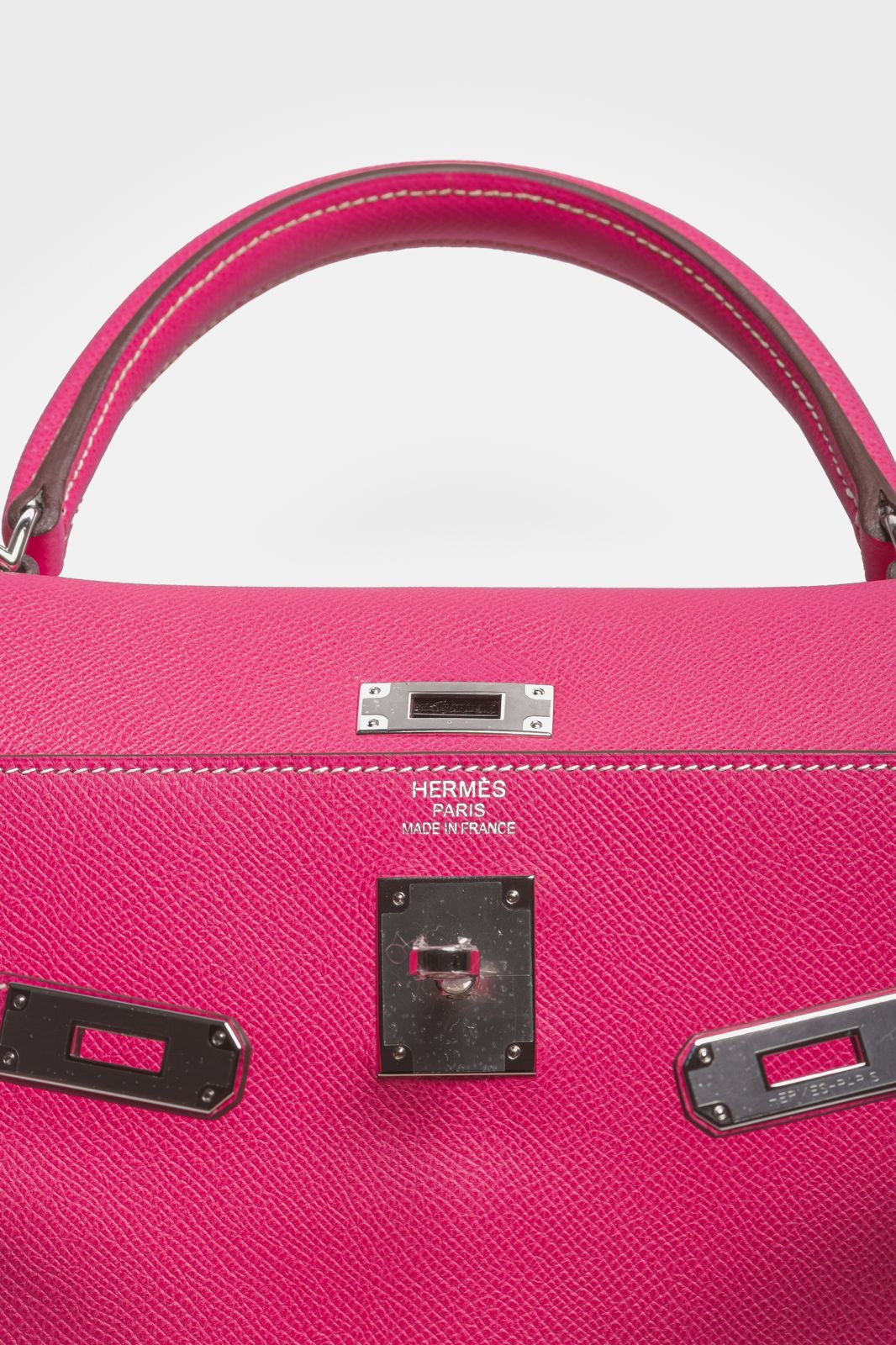 HERMÈS - *RARE* KELLY 35 EPSOM LEATHER ROSE TYRIEN SILVER HARDWARE