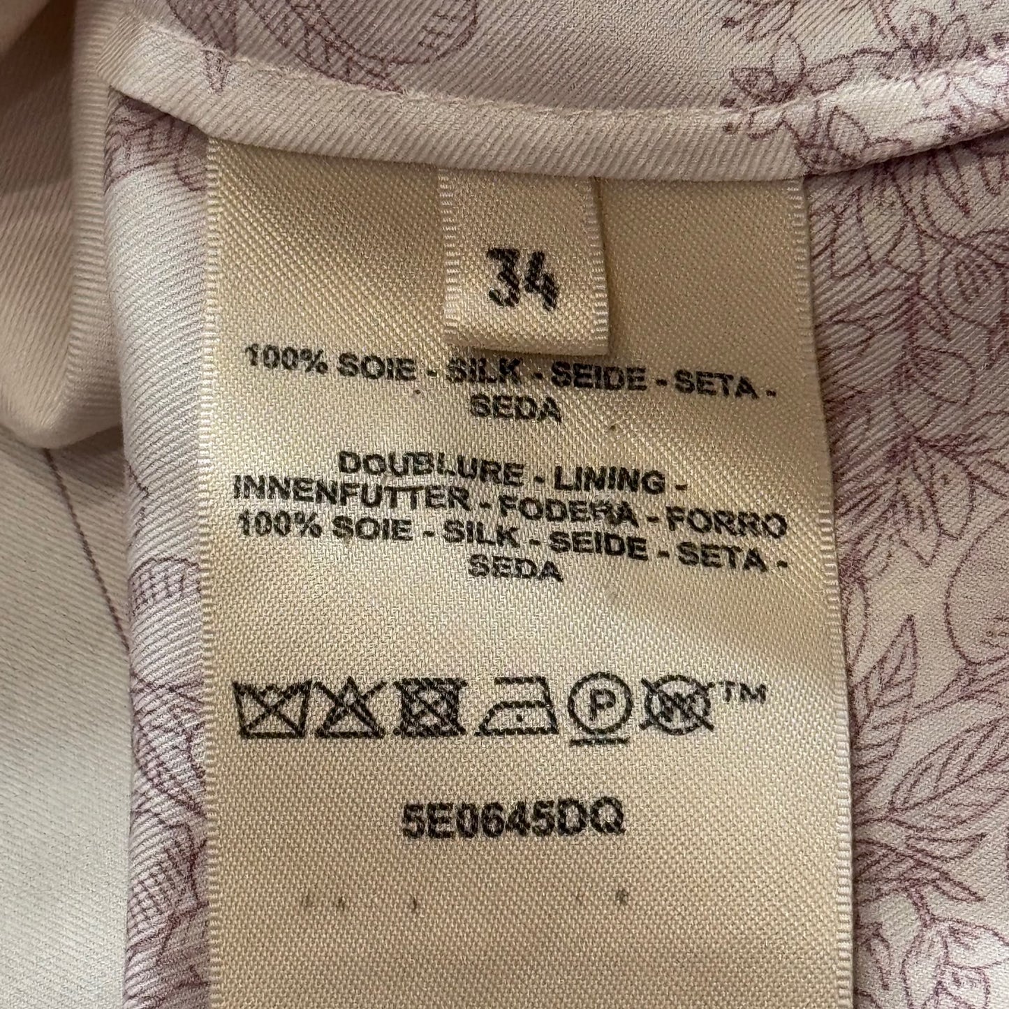HERMÈS - DRESS MINI WHITE SILK WITH VIOLET PRINT AND BELT SIZE 34 FR