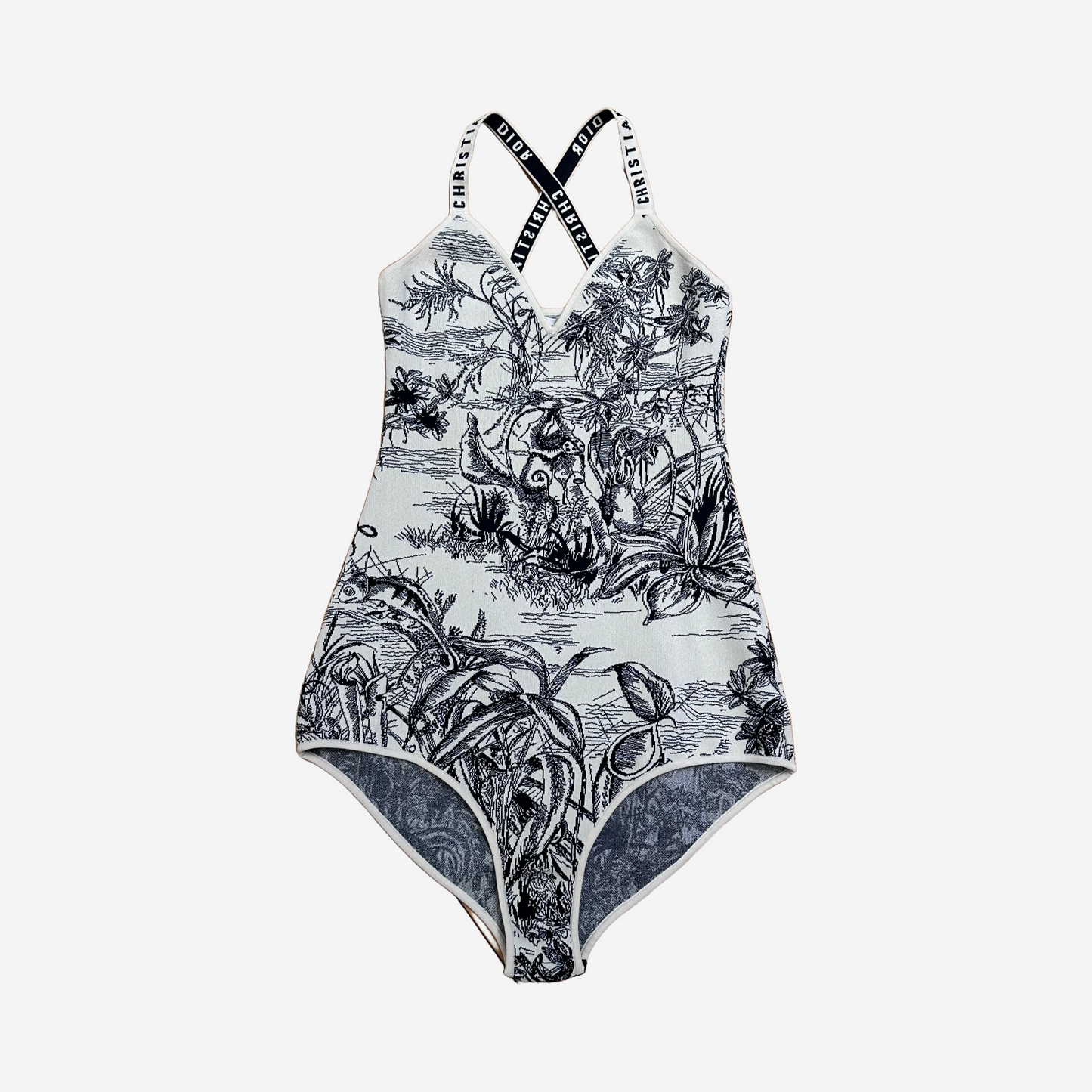 DIOR - J’ADIOR TOILE DE JOUY BODYSUIT IN BLACK AND WHITE SIZE S