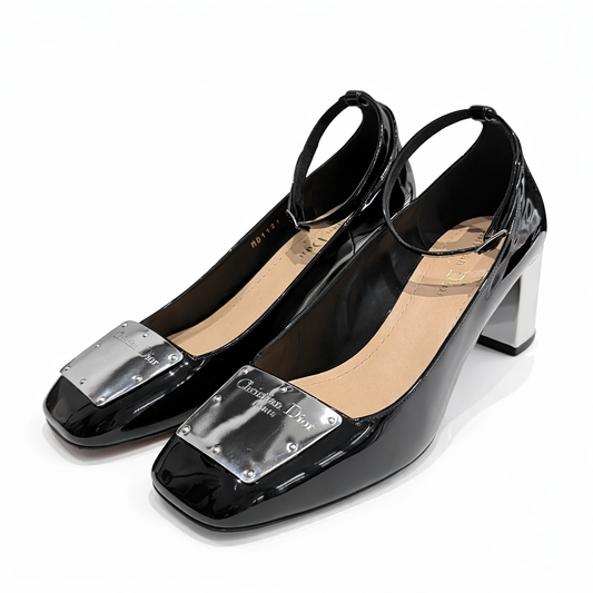 DIOR - BALLERINA LA PARISIENNE D BLACK PATENT PUMPS SIZE 36,5 EU