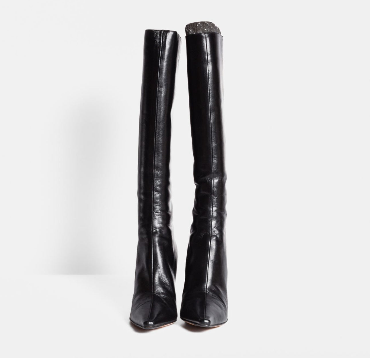 JIMMY CHOO - HIGH BOOTS BLACK LEATHER SIZE 37,5 EU