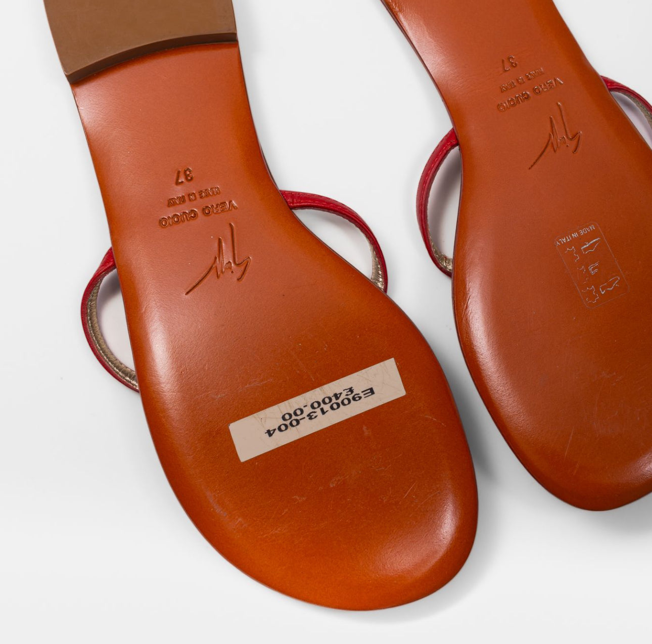 ZANOTTI - *BRAND NEW* SANDALS FLAT STUDDED RED SIZE 37 EU