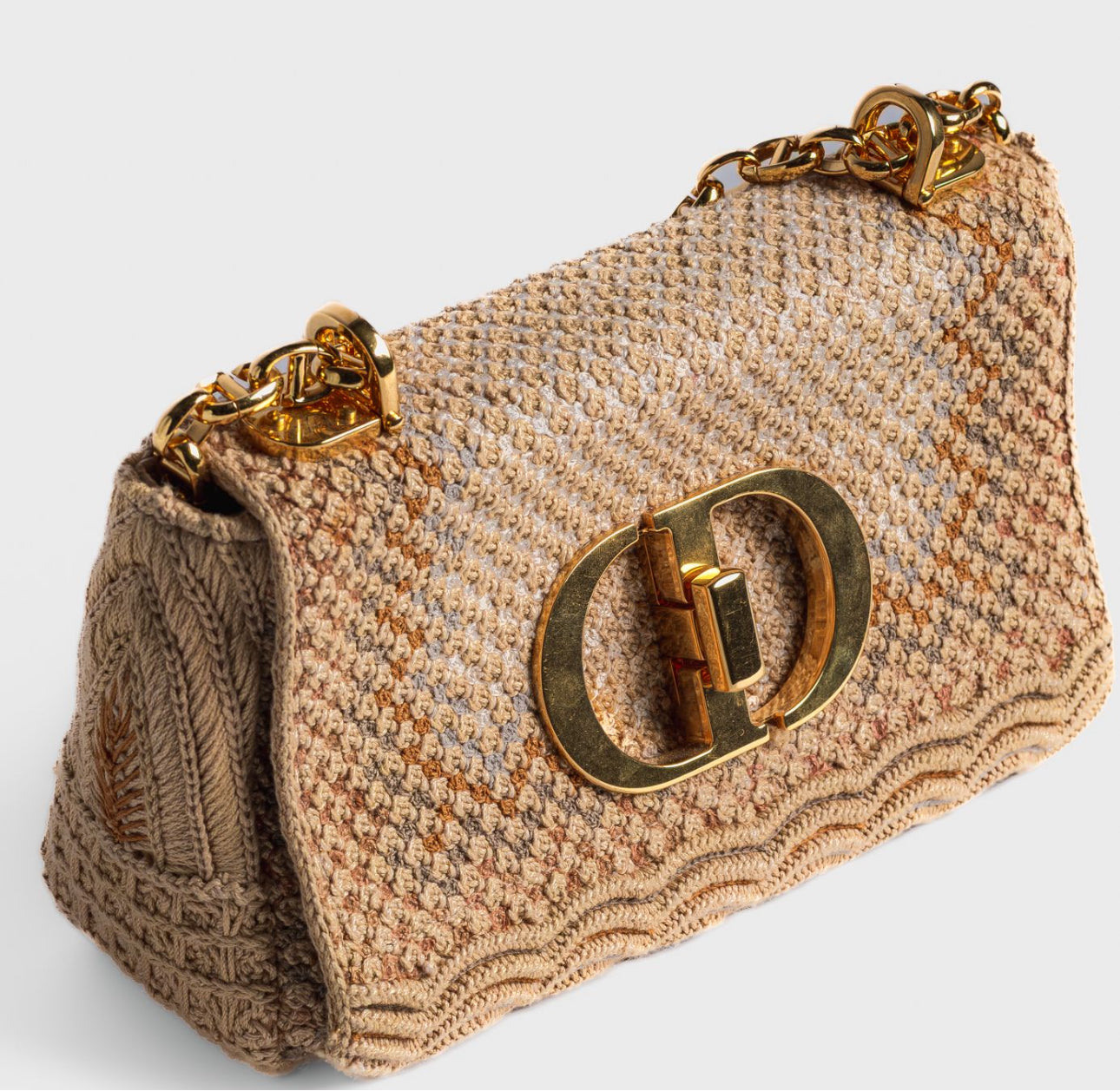 DIOR - BAG CARO IN BEIGE RAFFIA &  SUEDE