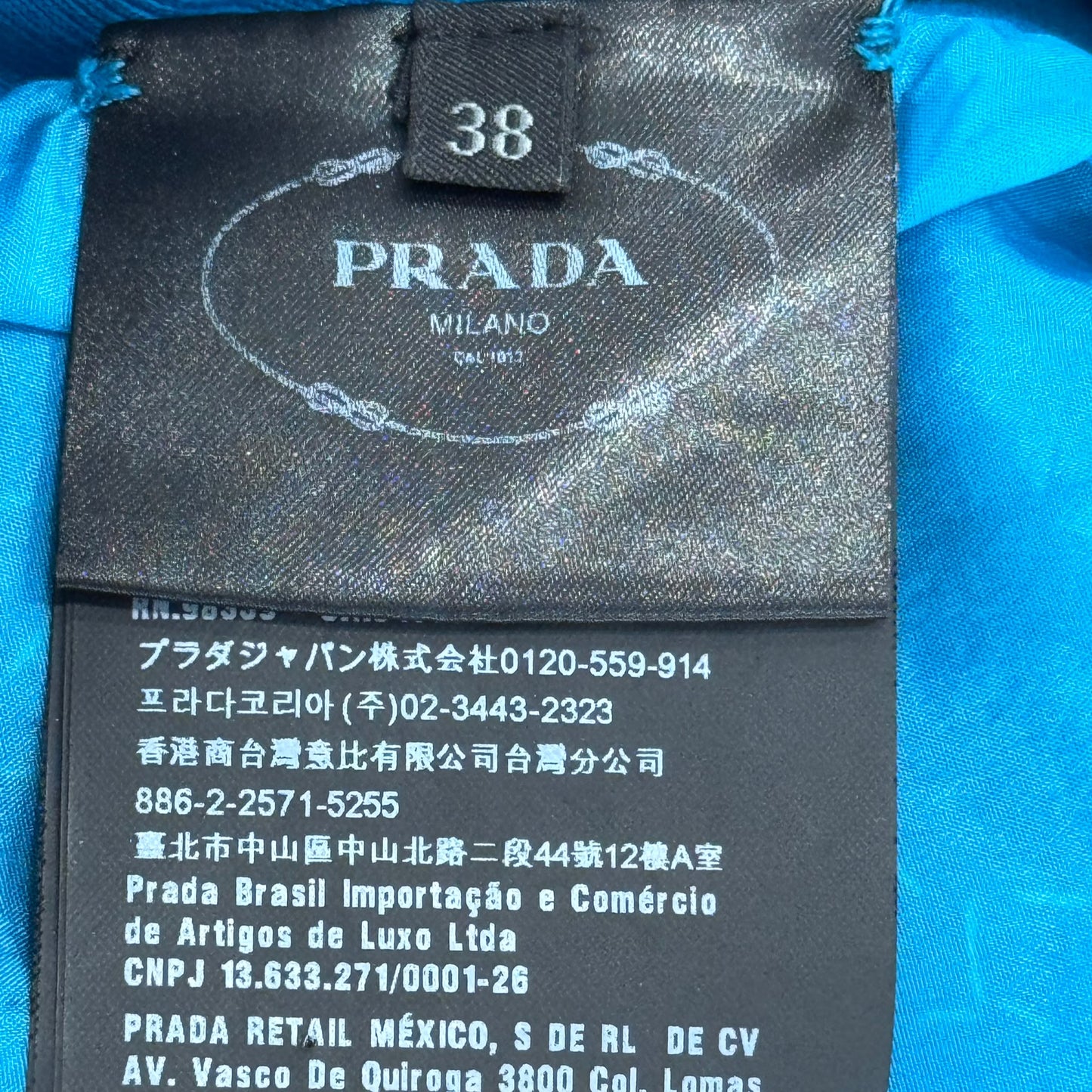 PRADA - TOP BLUE STRETCHING WITH YELLOW BEADED FLORAL EMBROIDERY SIZE 38 IT