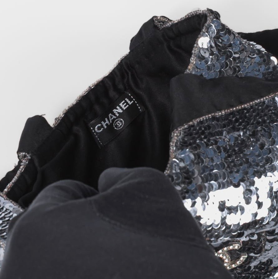 CHANEL - POCHETTE SEQUIN SILVER MINI