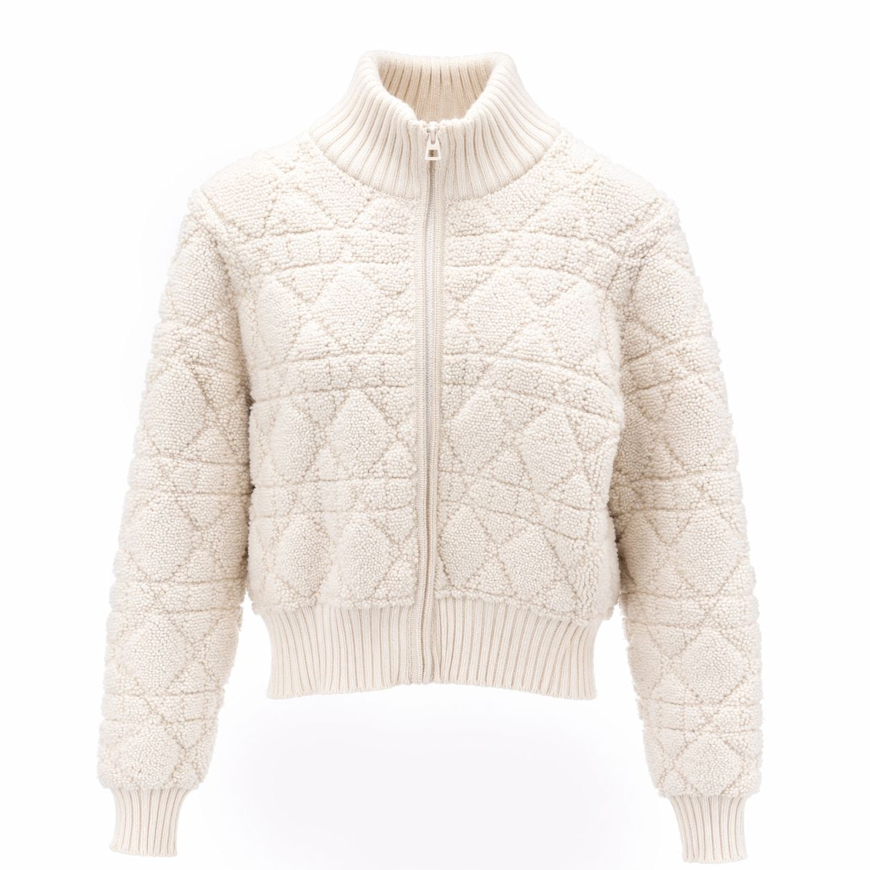 DIOR - CARDIGAN MACROCANNAGE ECRU WOOL & CASHMERE SIZE 36 FR