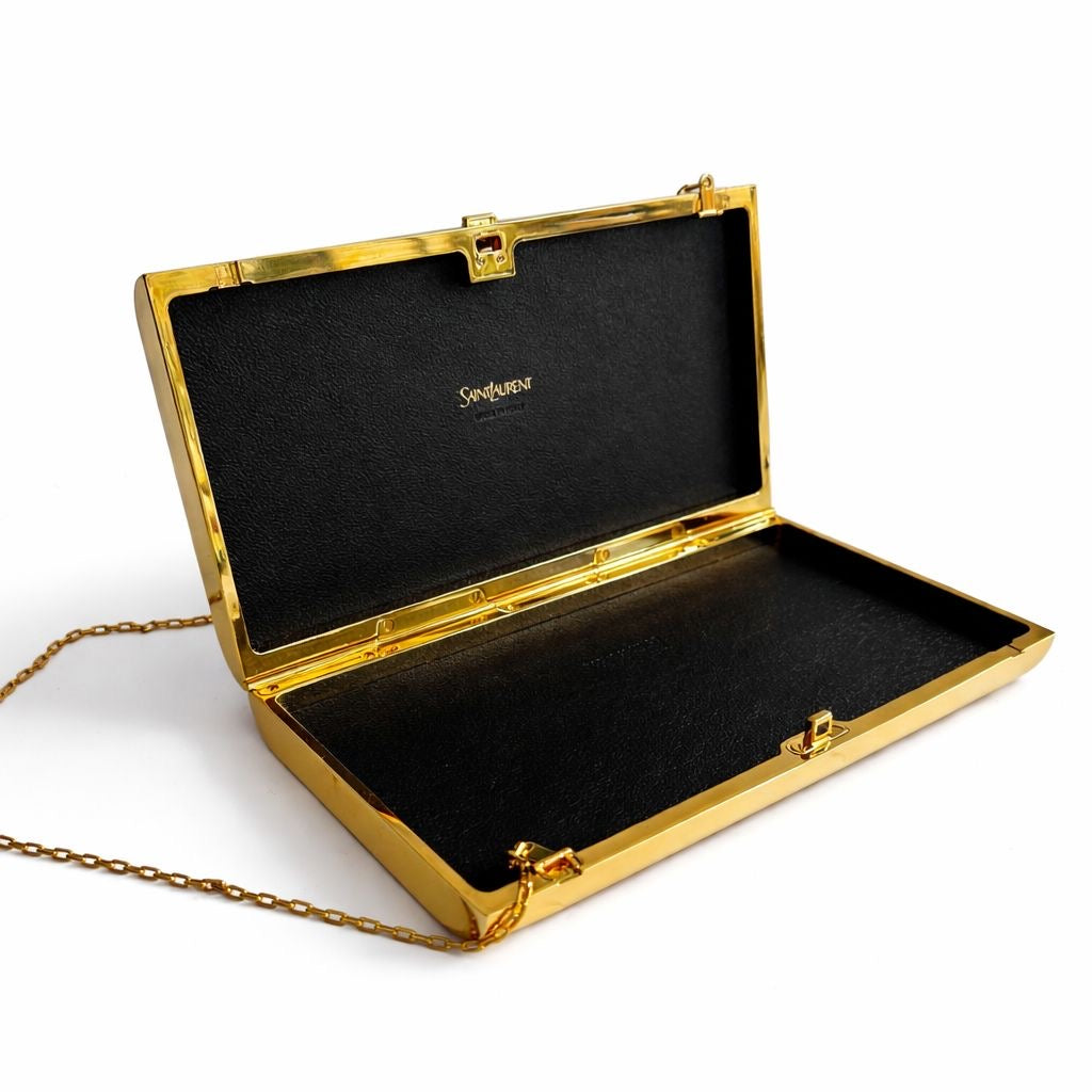 SAINT LAURENT - MINAUDIÈRE POUCH GOLD TONE, BLACK AND RED