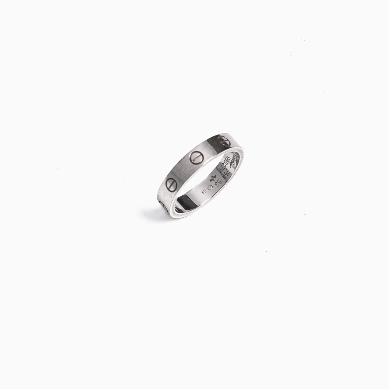 CARTIER - LOVE RING 18K WHITE GOLD WITH 1 BRILLIANT-CUT DIAMOND SIZE 53