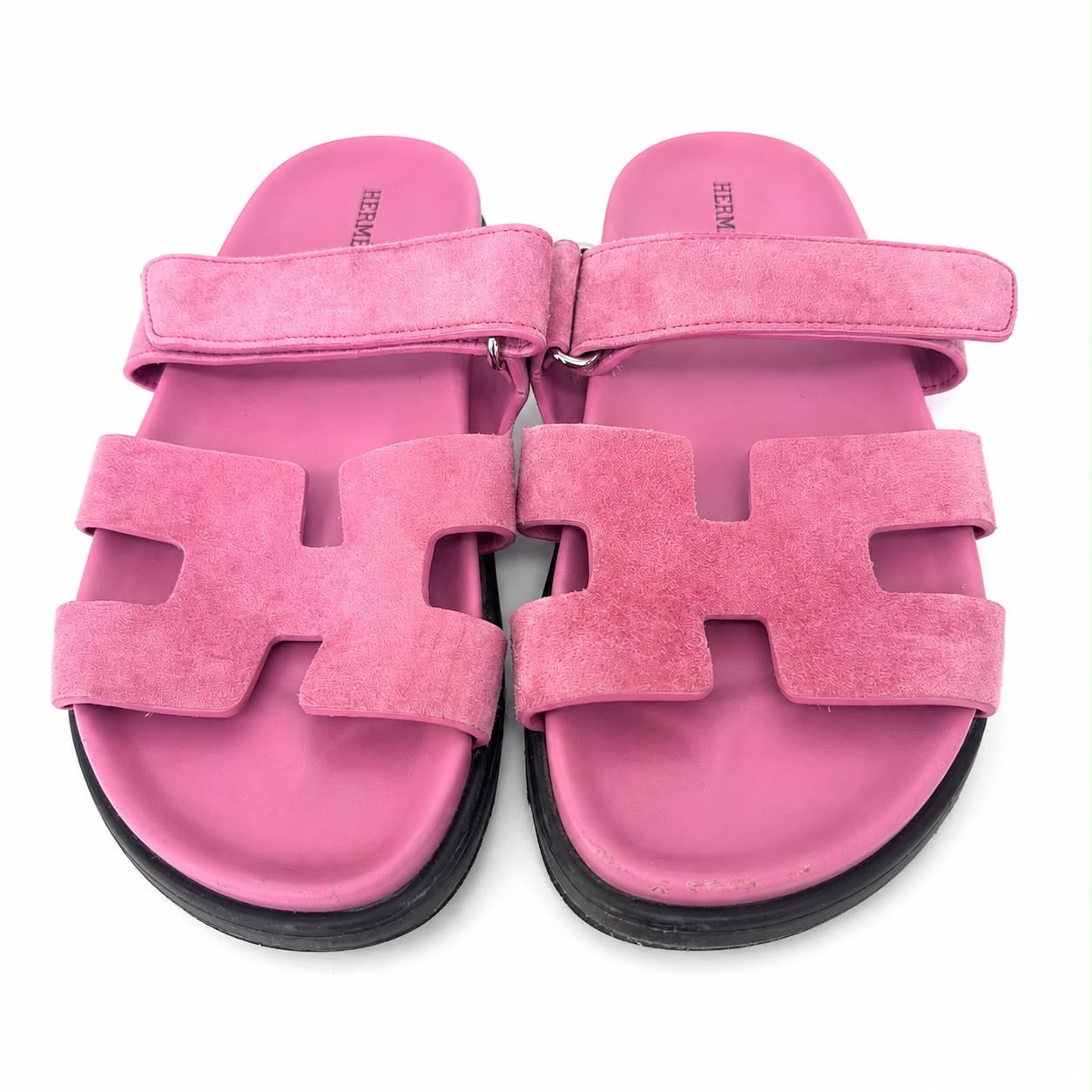 HERMÈS - SANDALS CHYPRES PINK SUEDE LEATHER SIZE 37