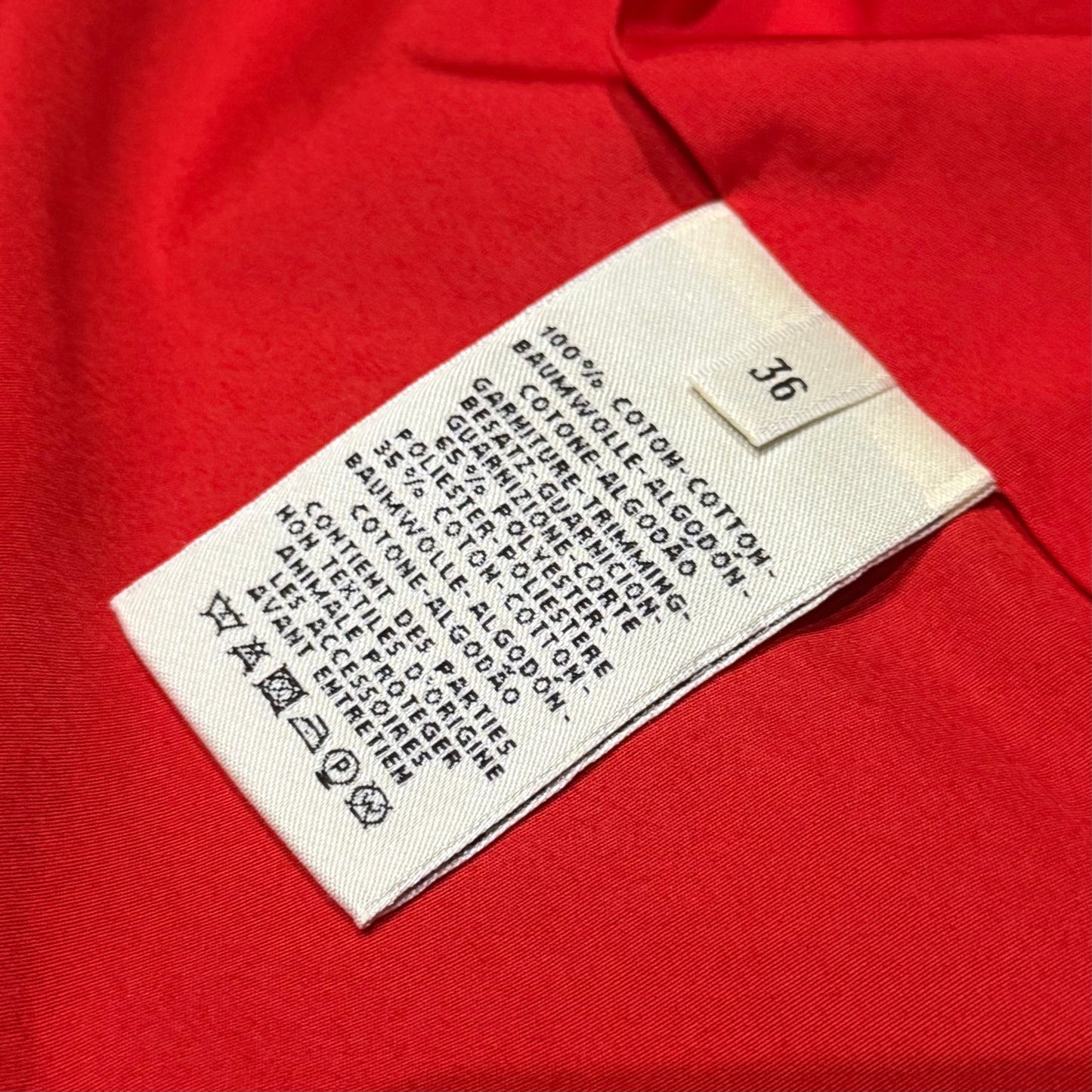 HERMÈS - KAFTANO DRESS RED WITH BEIGE TRIM DETAIL SIZE 36 FR