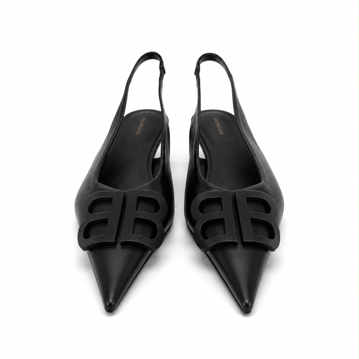 BALENCIAGA - SLINGBACK FLATS POINTED-TOE BLACK LEATHER BB SIZE 36,5 EU