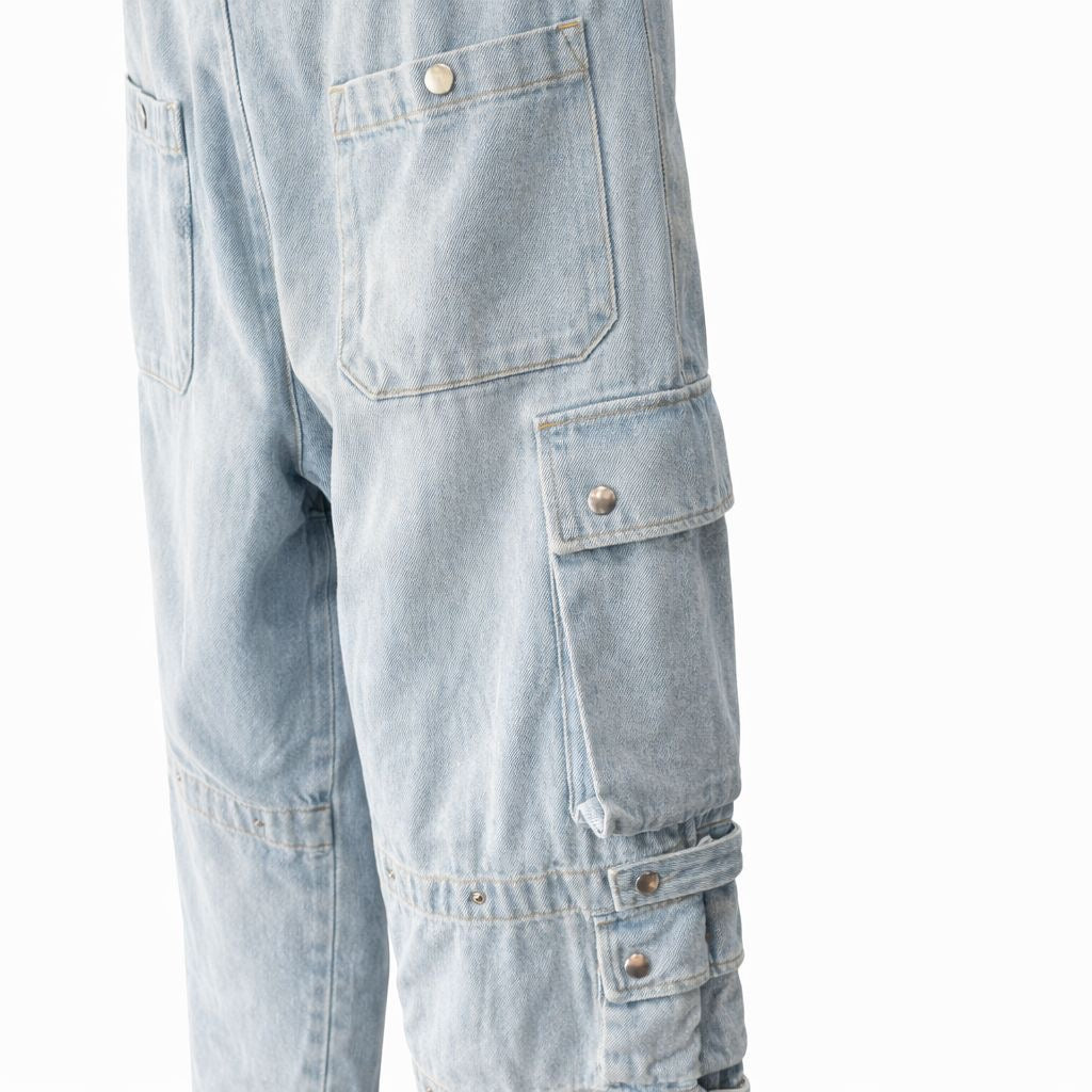 ISABEL MARANT - JEANS ELORE LIGHT BLUE CARGO POCKETS SIZE 38 FR