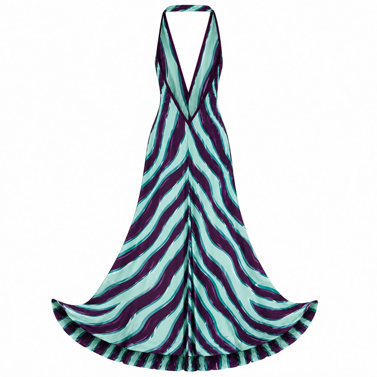 LOUIS VUITTON - MAXI DRESS ZEBRA PRINT PURPLE A D LIGHT BLUE SIZE 34 FR