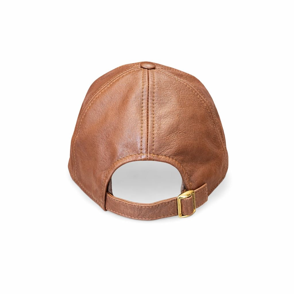 CÉLINE - CAP BROWN LAMBSKIN WHITE LOGO SIZE S