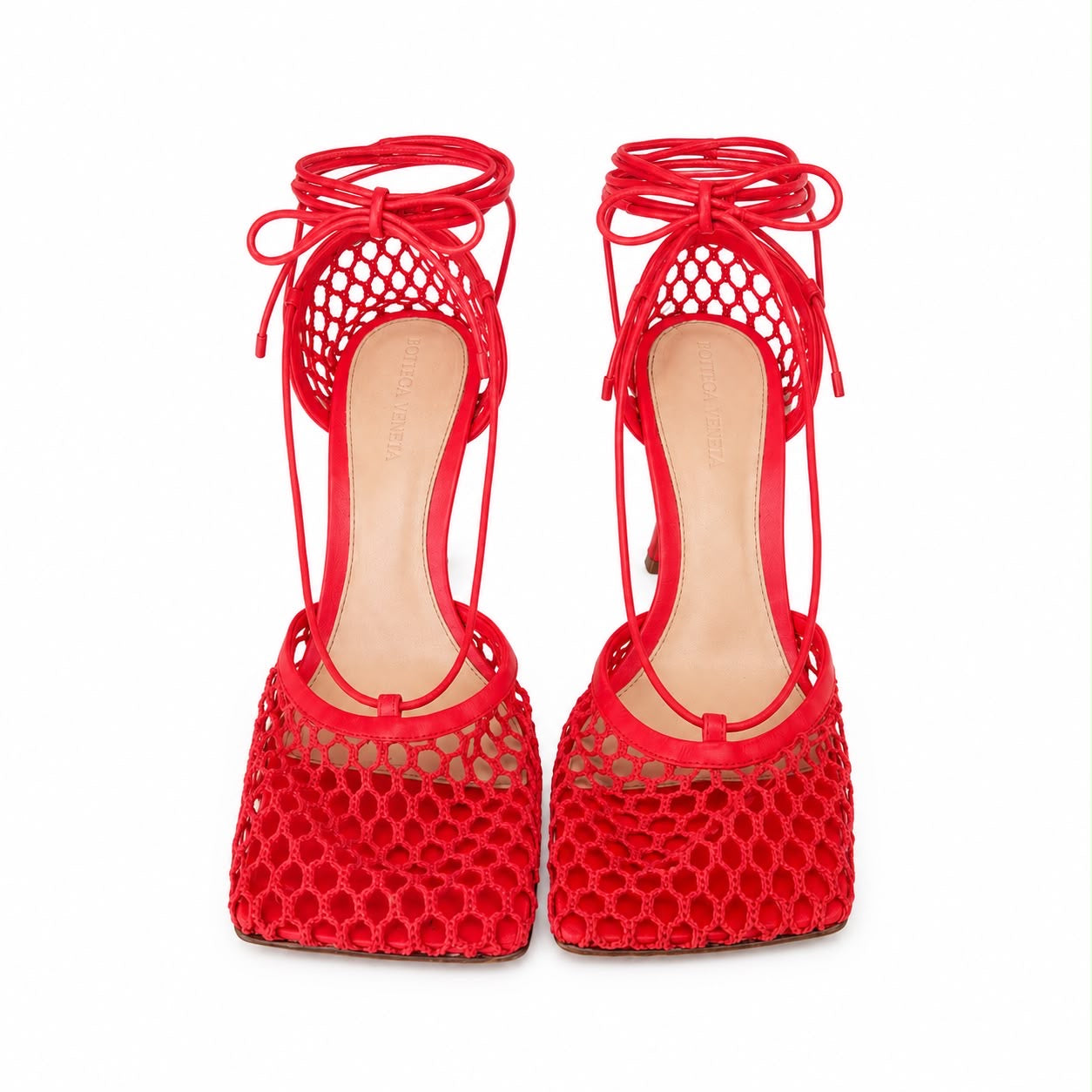 BOTTEGA VENETA - PUMPS STRETCH LACE-UP 95 RED SIZE 39 EU