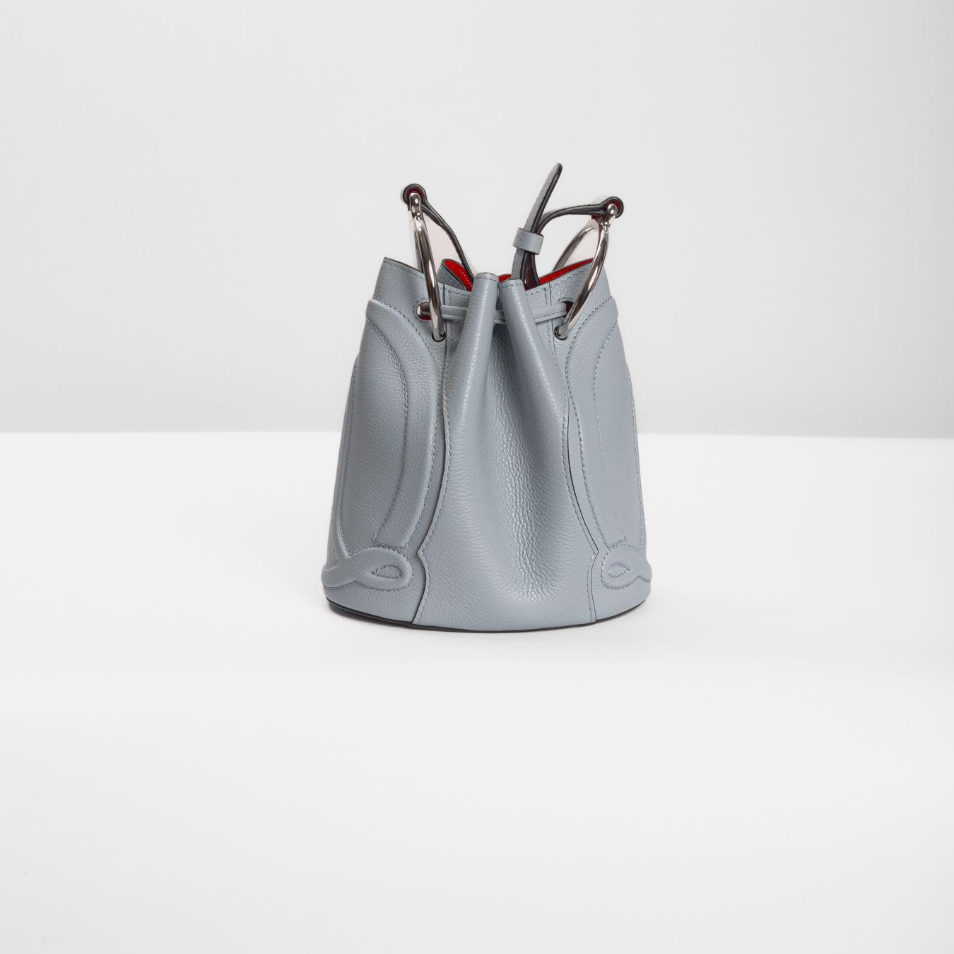 LOUBOUTIN - BAG BUCKET BY MY SIDE GREY LEATHER WITH STRAP