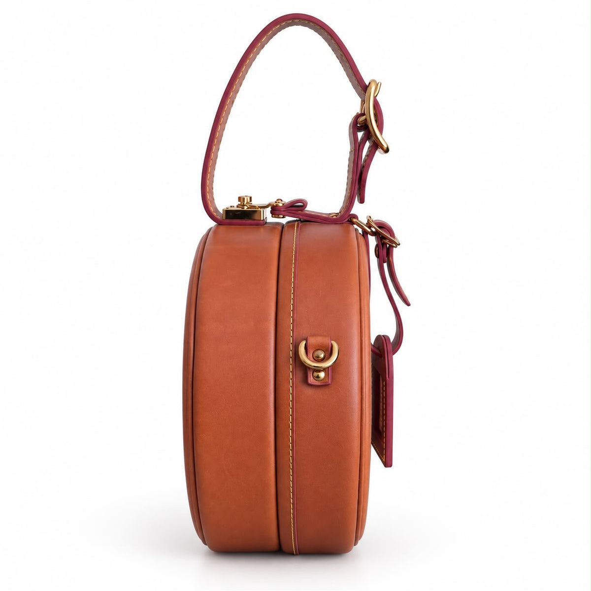 LOUIS VUITTON - BAG CATOGRAM ROUND HATBOX IN COGNAC BROWN LEATHER WITH CAT & DOG PRINT