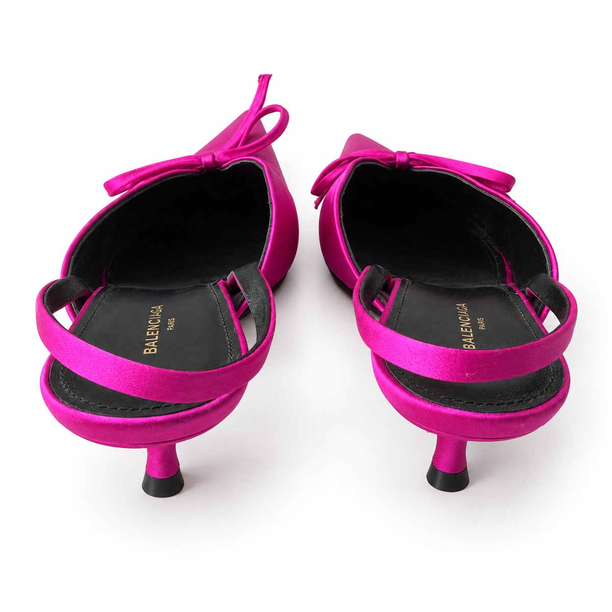BALENCIAGA - *NEW* PUMPS SLINGBACK KNIFE BOW FUCHSIA PINK SATIN SIZE 36 EU