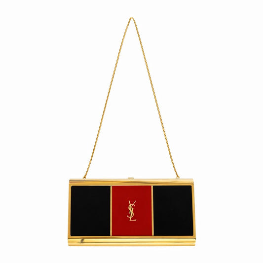 SAINT LAURENT - MINAUDIÈRE POUCH GOLD TONE, BLACK AND RED