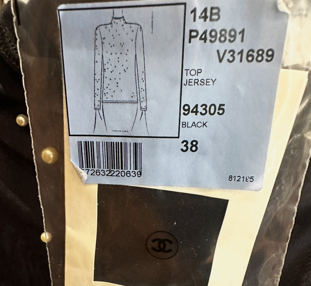 CHANEL - TOP TURLENECK BLACK WITH WHITE PEARLS SIZE 38 FR