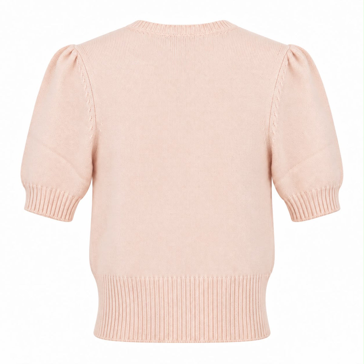 DOLCE & GABBANA - SWEATER PALE PINK CASHMERE WITH GREEN SEQUIN LETTERING SIZE 40 IT