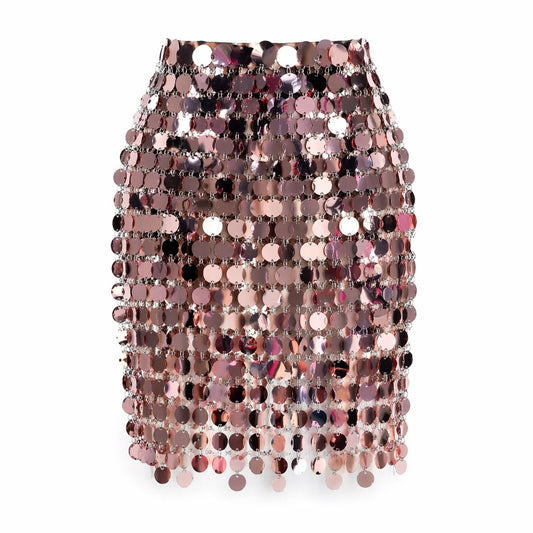 PACO RABANNE - SKIRT PINK METALLIC DISC SEQUIN