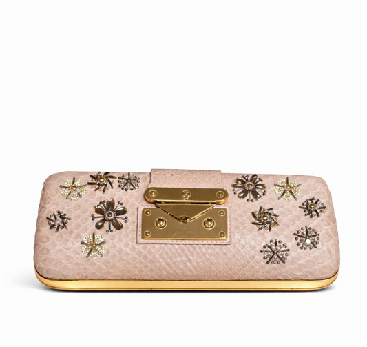 LOUIS VUITTON - *RARE* POCHETTE PINK PYTHON WITH EMBROIDERY