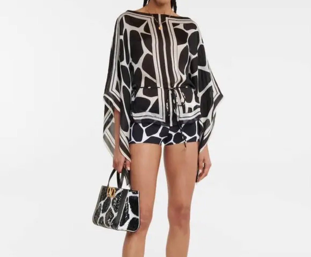 VALENTINO - TOP SILK BLACK AND WHITE SIZE 38 IT