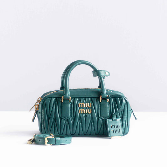 MIUMIU - BAG ARCADIE MATELASSÉ BLUE LAGOON LEATHER
