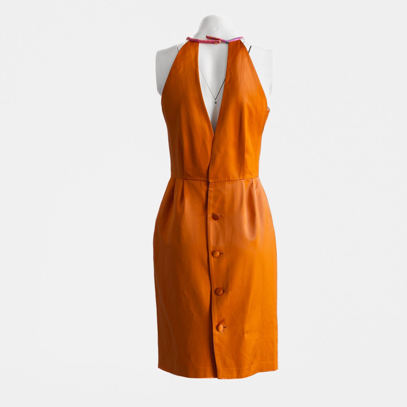 EMILIO PUCCI - DRESS MIDI ORANGE WITH PRINT DETAIL SIZE 40 IT