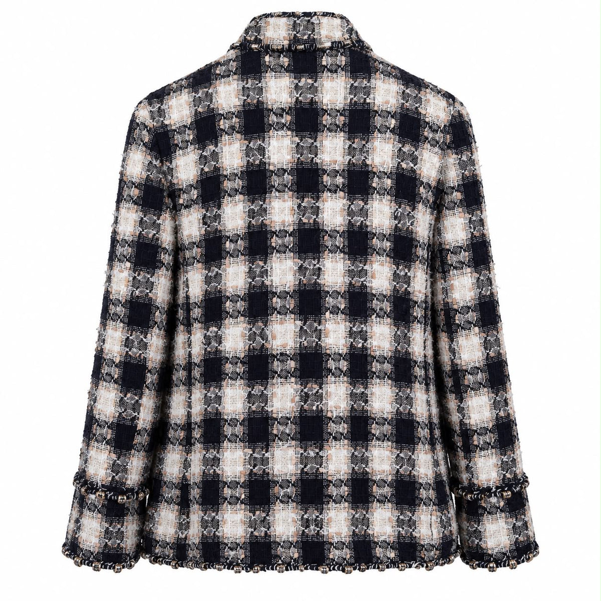 CHANEL - JACKET MULTICOLOR CHECKED TWEED WITH CC BUTTONS SIZE 48 FR