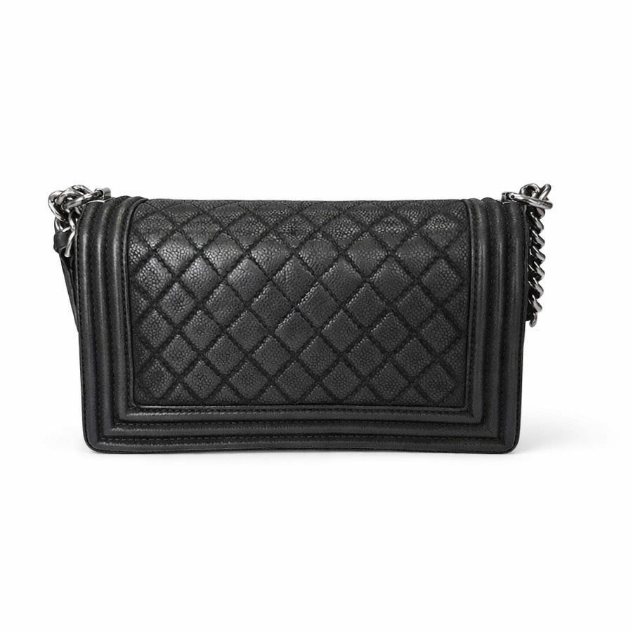 CHANEL - BAG BOY MATTE CAVIAR RUTHENIUM HARDWARE MEDIUM SIZE