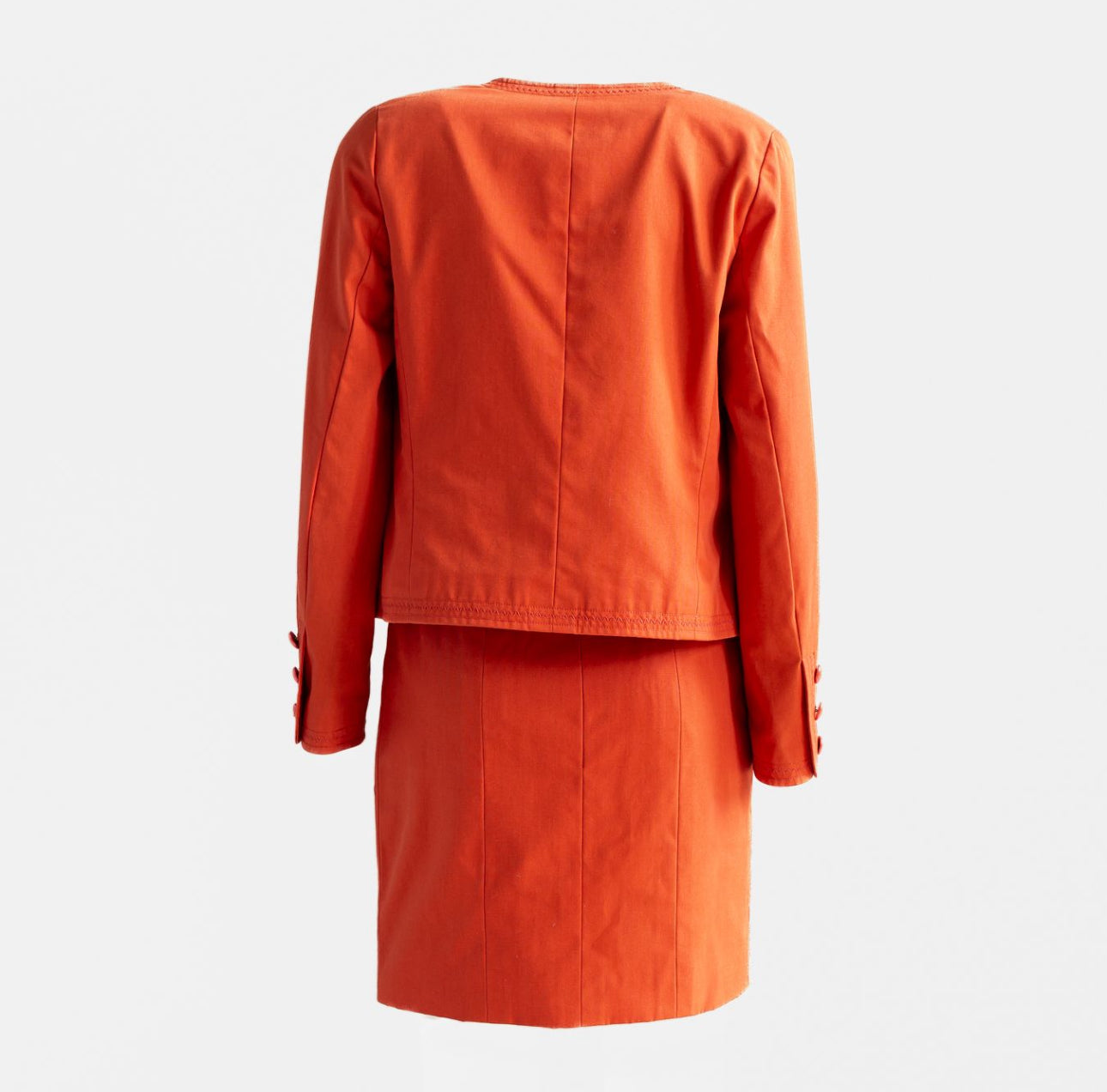 CHANEL - SET JACKET AND SKIRT ORANGE COTTON SIZE 38 EU