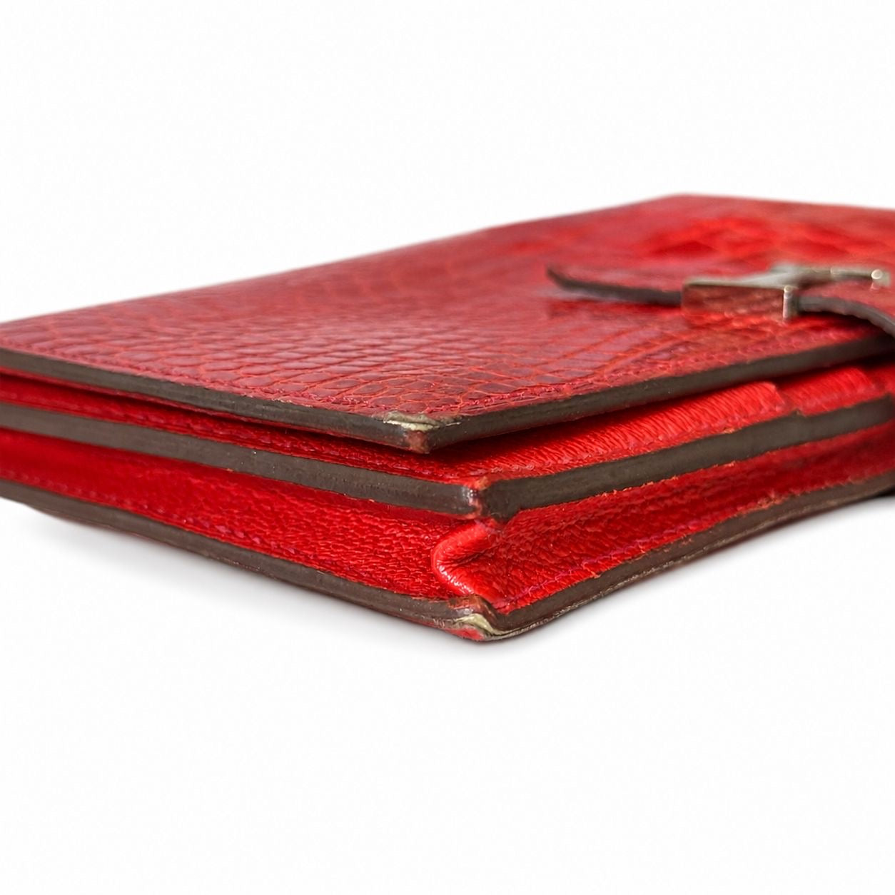HERMÈS - WALLET BEARN RED ALLIGATOR LEATHER PALLADIUM HARDWARE