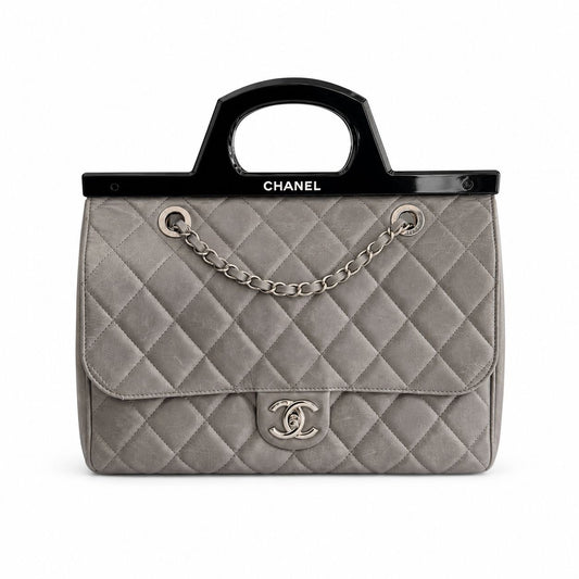 CHANEL - TOTE BAG CC DELIVERY GREY GLAZED CALFSKIN