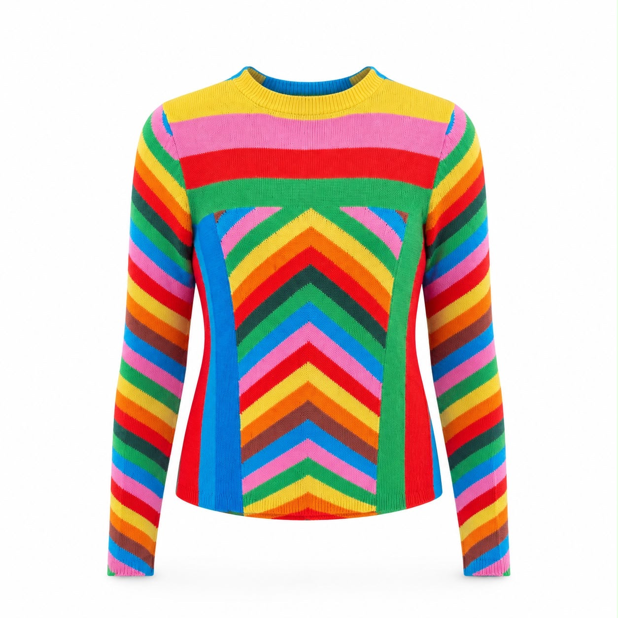 VALENTINO - SWEATER CASHMERE CHEVRON STRIPED MULTICOLOR SIZE S