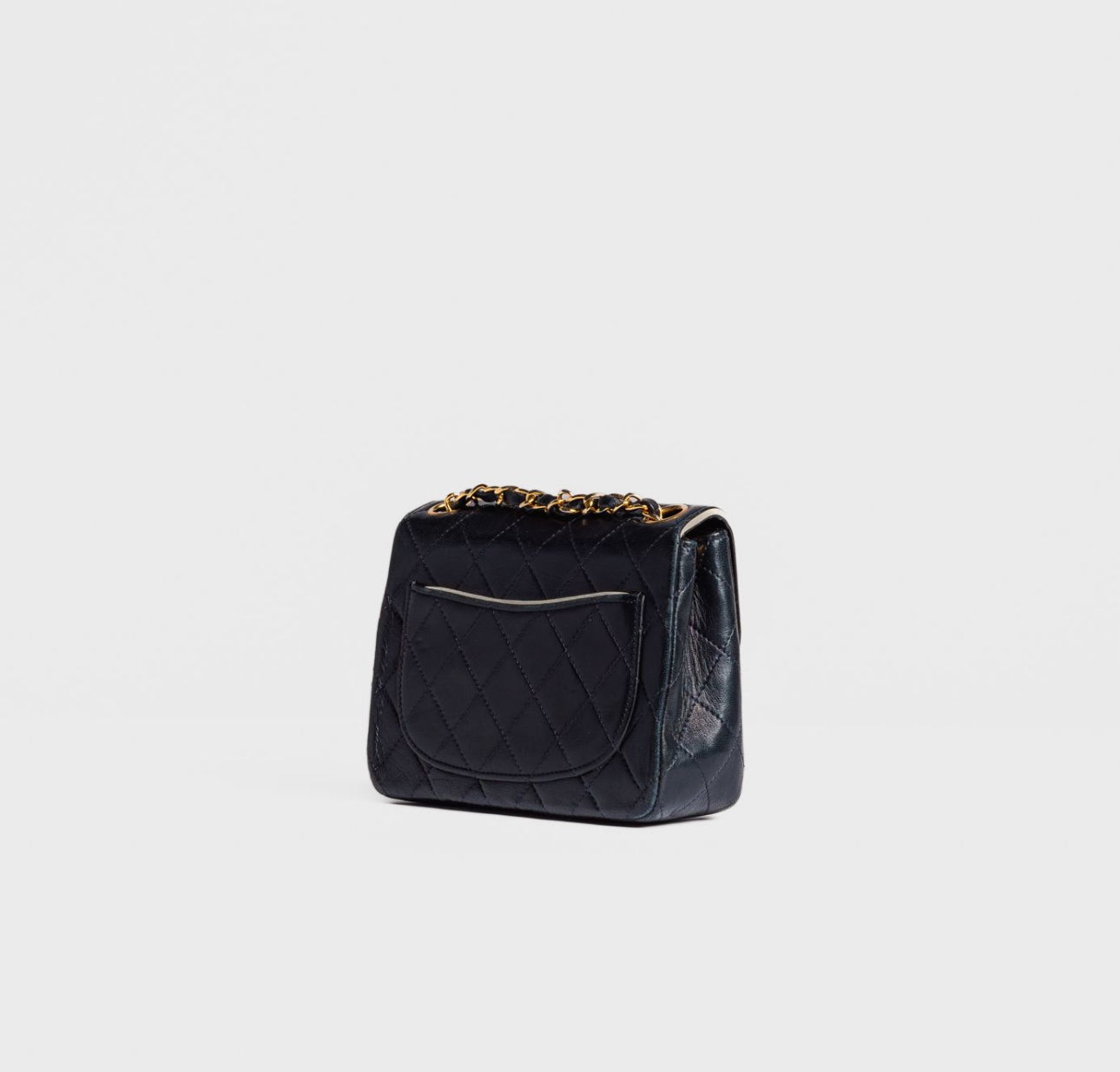 CHANEL - BAG MINI TIMELESS LEATHER NAVY BLUE WHITE TRIM