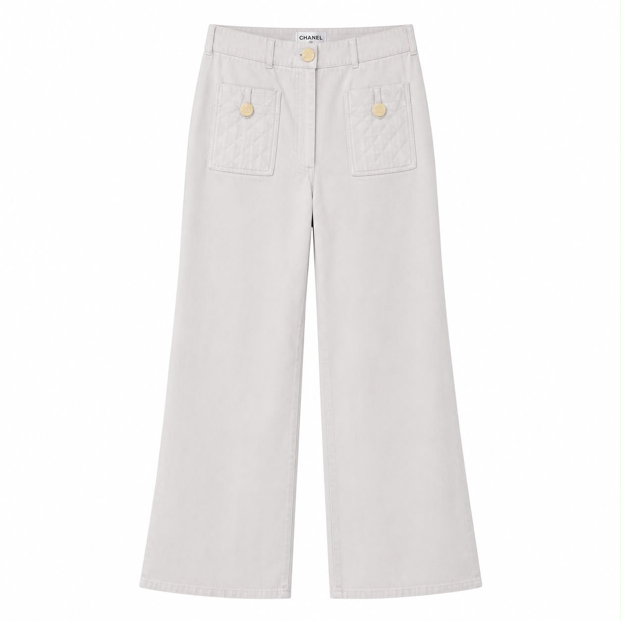CHANEL - *NEW* TROUSERS WHITE DENIM SIZE 48FR