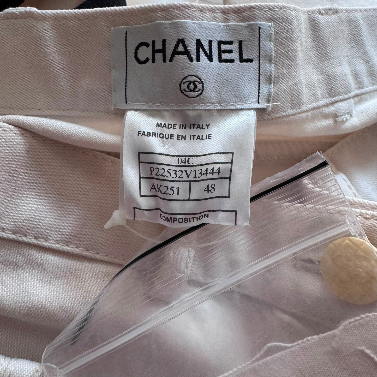CHANEL - *NEW* TROUSERS WHITE DENIM SIZE 48FR