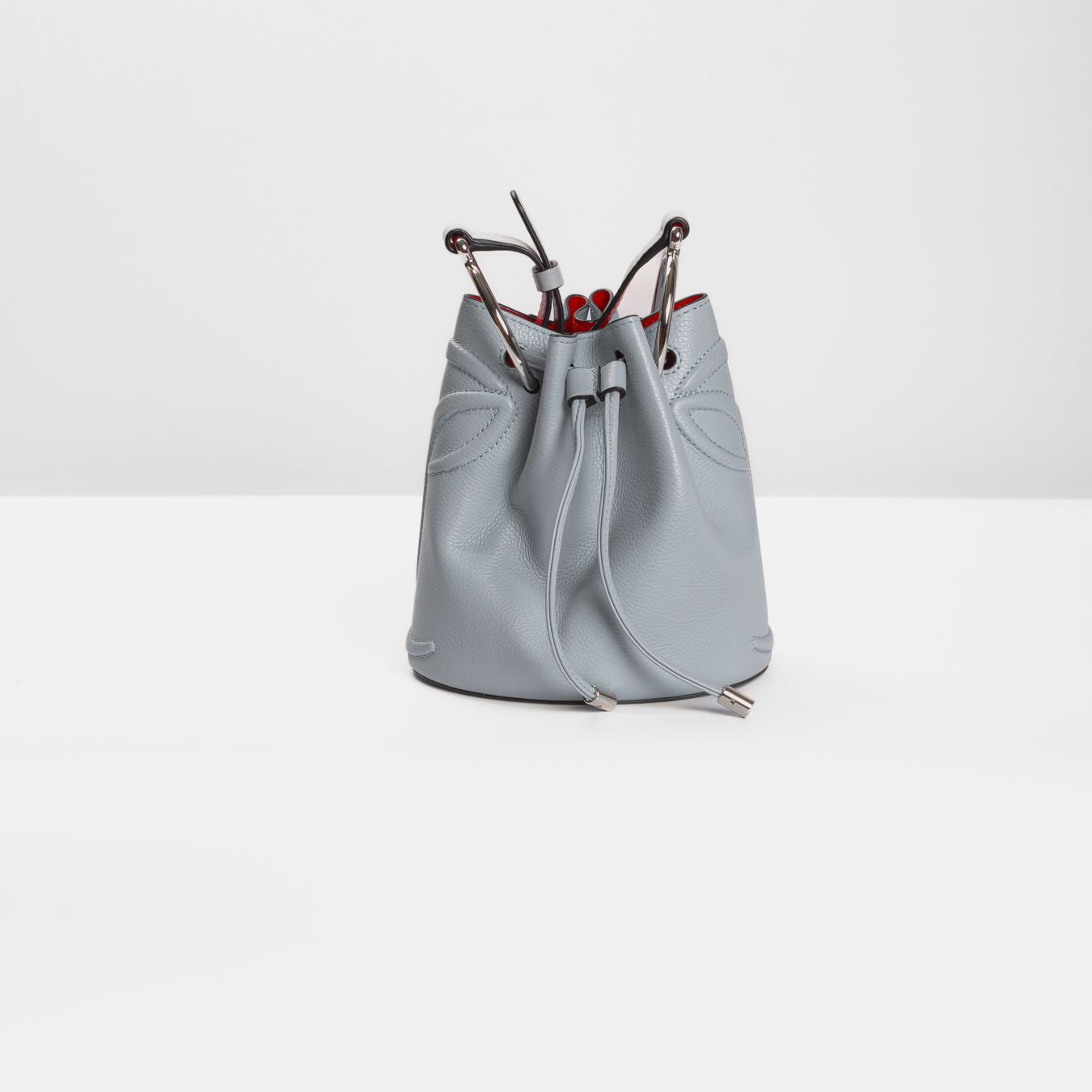 LOUBOUTIN - BAG BUCKET BY MY SIDE GREY LEATHER WITH STRAP