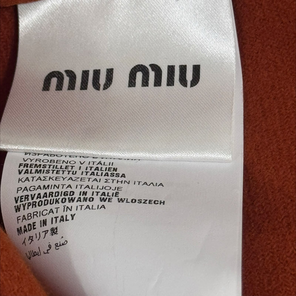 MIU MIU - SKIRT MINI ORANGE WOOL A-LINE SIZE 38 IT