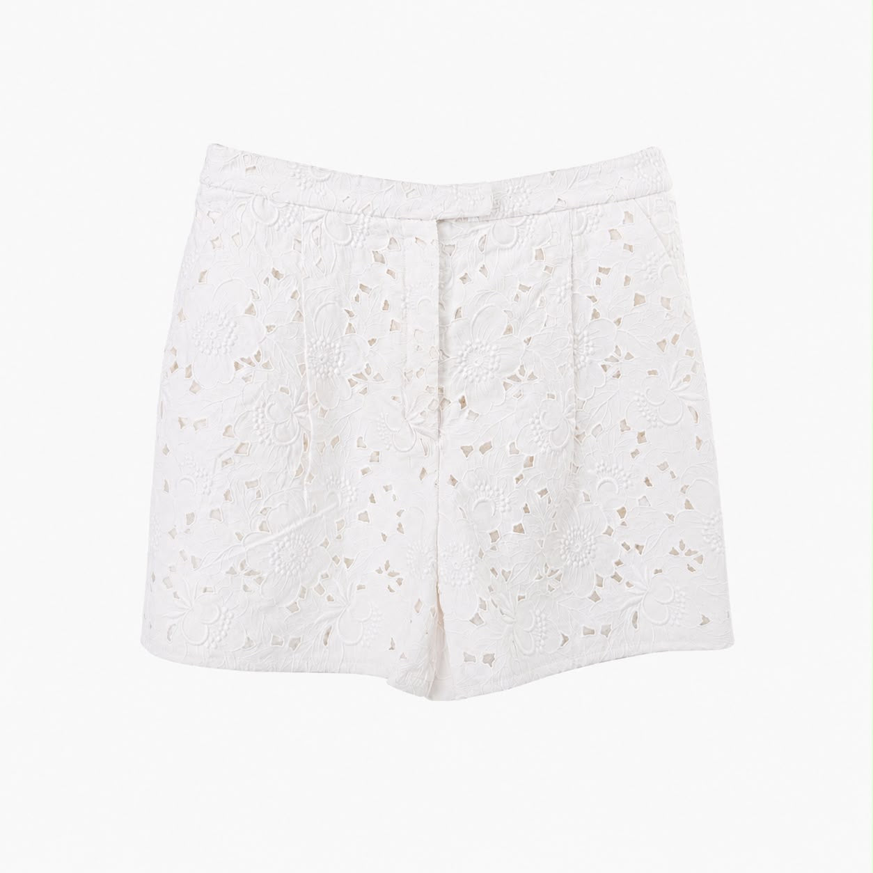 VALENTINO - SHORTS WHITE FLORAL BRODERIE COTTON SIZE 42 IT