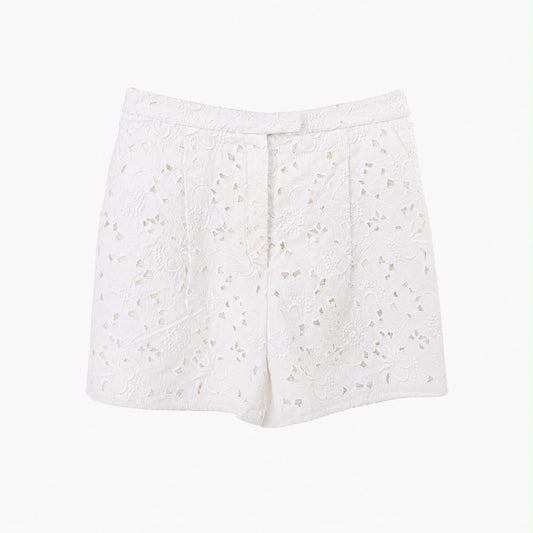 VALENTINO - SHORTS WHITE FLORAL BRODERIE COTTON SIZE 42 IT