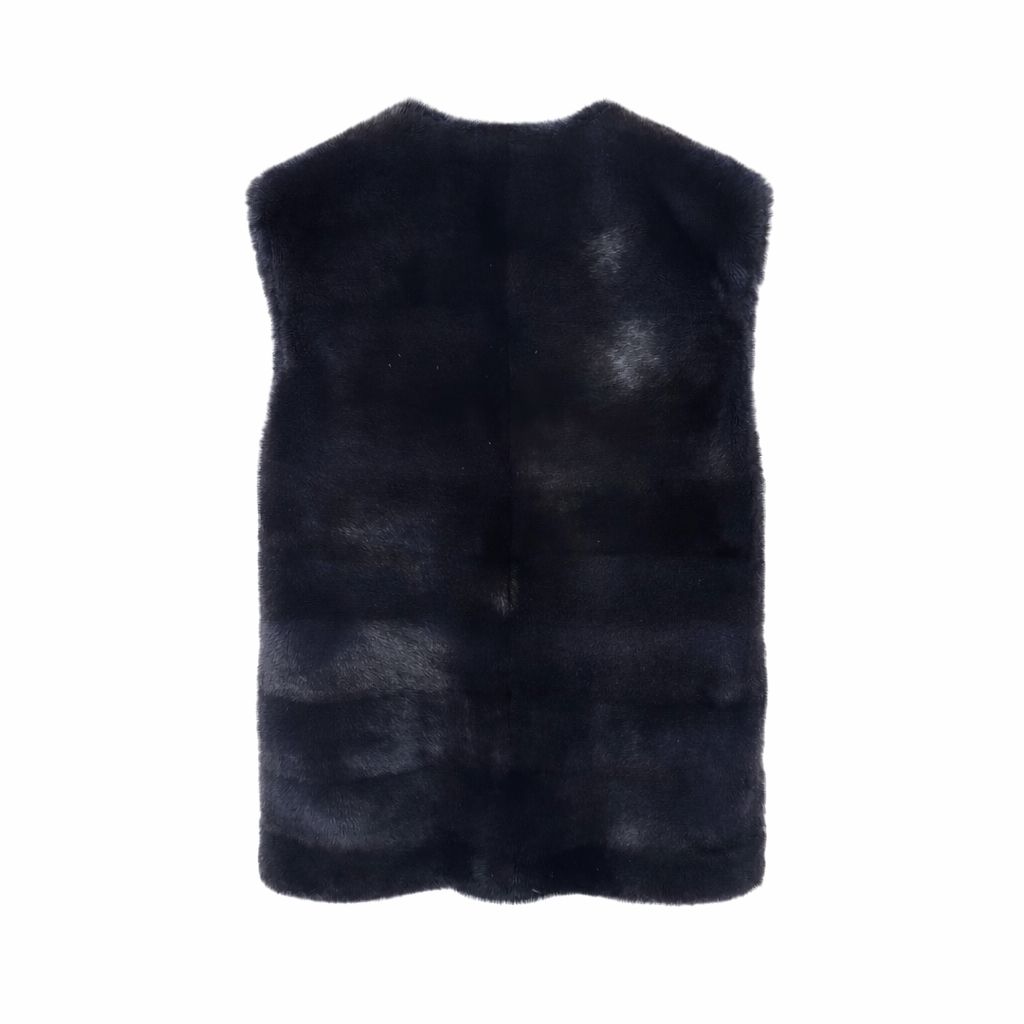DIOR - VEST REVERSIBLE MINK AND LAMBKIN BLUE SIZE 36 FR