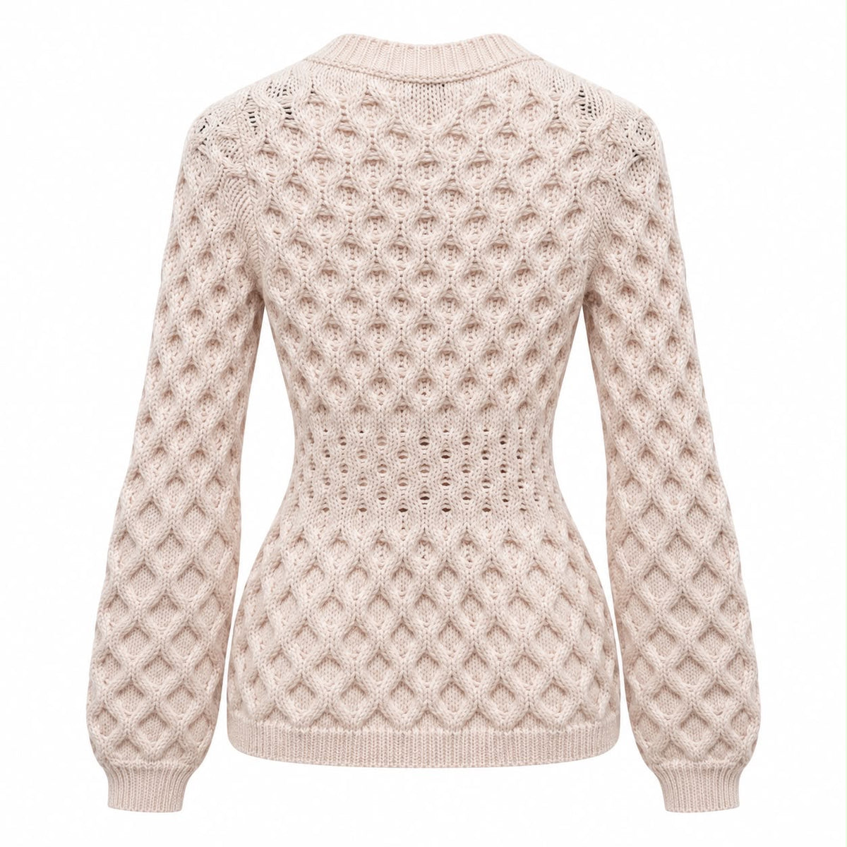 MONCLER – CARDIGAN CREAM CABLE-KNIT WITH FITTED WAIST & LOGO ZIP SIZE XS