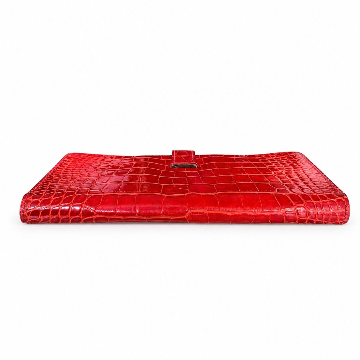 HERMÈS - WALLET BEARN RED ALLIGATOR LEATHER PALLADIUM HARDWARE