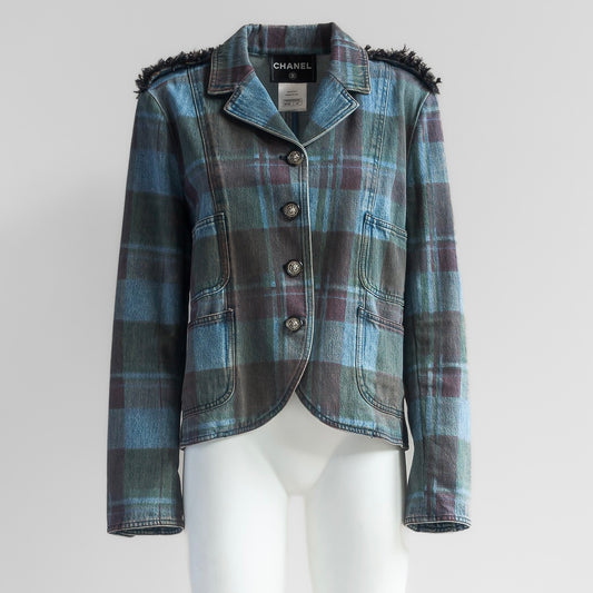 CHANEL - JACKET DENIM BLUE SIZE 44 FR