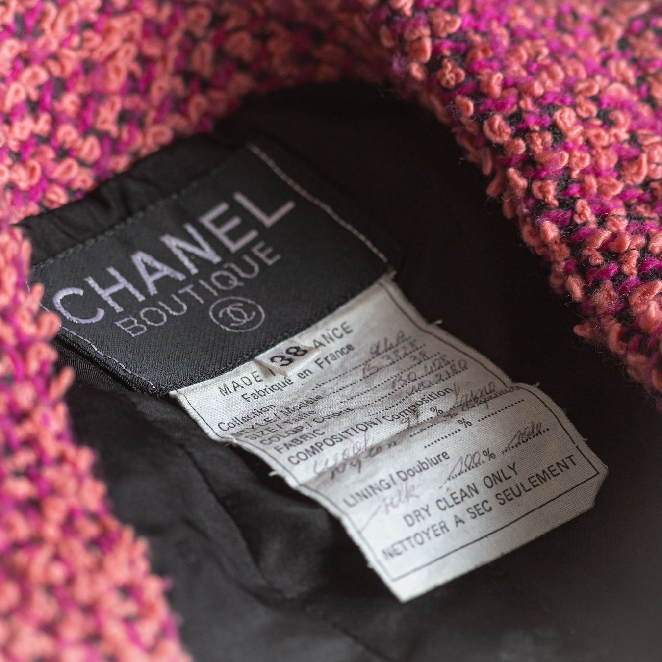 CHANEL - JACKET TWEED PINK SIZE 38 FR