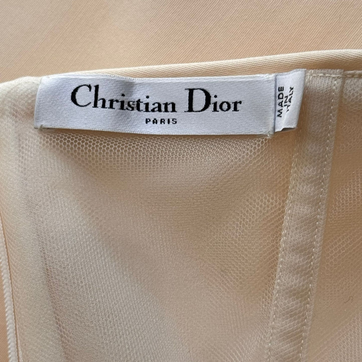DIOR - DRESS MINI BUSTIER ECRU WOOL & SILK SIZE 36 FR